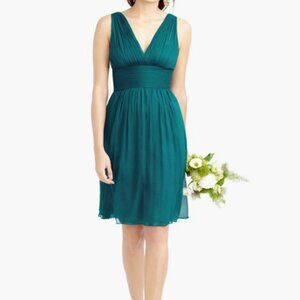 J. Crew Teal Ava Dress - Size 6 - Silk Chiffon Bridesmaid V Neck